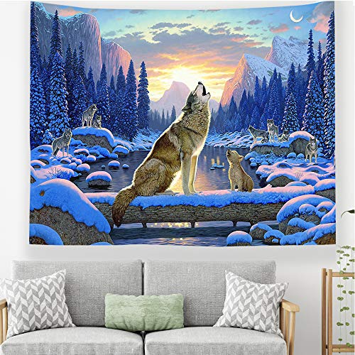 Odot Wandteppich Wandtuch Wandbehang, Mandala Wolf Tapisserie Tischdecke Meditation Yogamatte Strandtuch Tapisserie Dekoration für Schlafzimmer Wohnzimmer (150x200cm,Lehre) von Odot