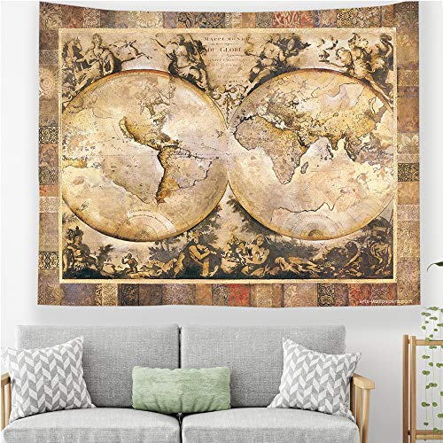 Odot Wandteppich Wandtuch Wandbehang, Welt Karte Drucken Tapisserie Tischdecke Meditation Yogamatte Strandtuch von Zuhause Wanddekorationen (130x150cm,D) von Odot