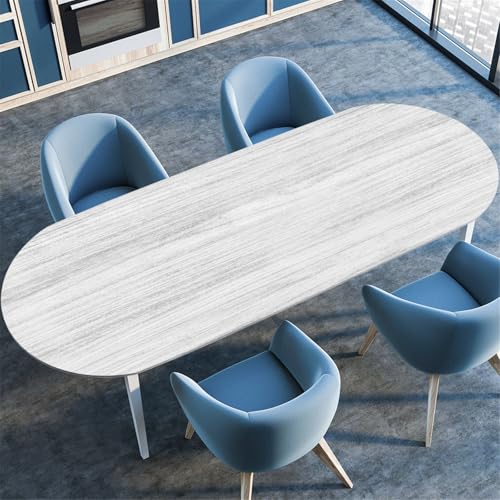 Odot Waschbare Elastische Runde Tischdecke Oval Abwaschbar Spanntischdecke Oval Gartentischdecke Outdoor Tischdecke mit Gummizug, 3D Holzmaserung (Klassiker,132x229cm) von Odot