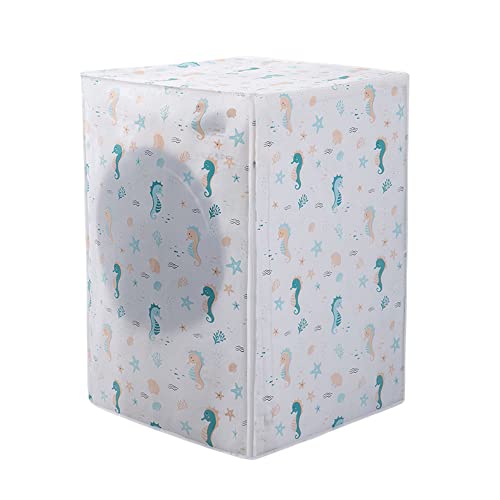 Odot Waschmaschinenabdeckung Staubdicht Wasserdichter Sonnenschutz für Frontlader-Waschmaschine Staubdichte Abdeckung Kunststoff Tumble Waschmaschine Trocknerschutz (L-65x75x85cm,Seepferdchen) von Odot