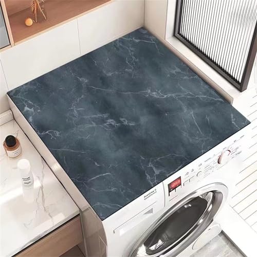Odot Waschmaschinenauflage rutschfest mit Schwarz Marmor Motiv Waschmaschine Abdeckung Universal Saugfähig Schnelltrocknend Waschmaschinen Auflage Waschmaschinenabdeckung (Dunkelgrau,60x65cm) von Odot