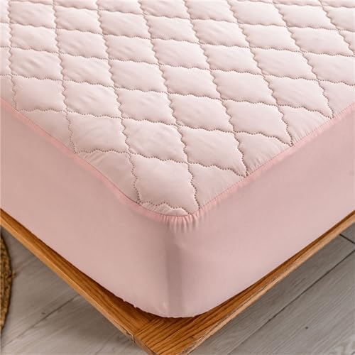 Odot Wasserdicht Gesteppte Spannbettlaken, Solide Farbe Spannbetttücher für Boxspringbetten, Spannbetttuch bis 25~30cm, Bettlaken für Kinder Einzelbett Doppelbett (120x200cm,Blasses Rosa) von Odot