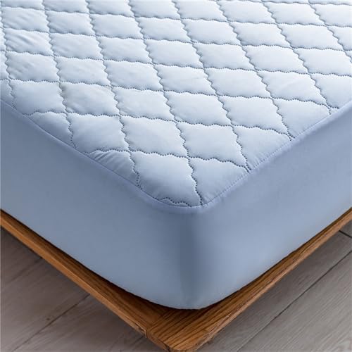 Odot Wasserdicht Gesteppte Spannbettlaken, Solide Farbe Spannbetttücher für Boxspringbetten, Spannbetttuch bis 25~30cm, Bettlaken für Kinder Einzelbett Doppelbett (120x200cm,Hellblau) von Odot