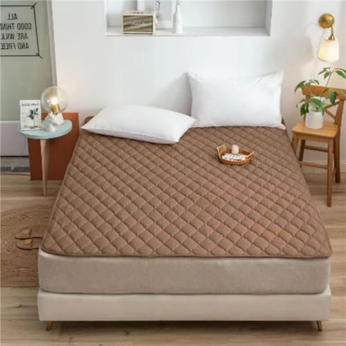 Odot Wasserdicht Matratzenschoner, Solide Farbe Matratzenschutzbezüge Gesteppt Matratzenauflage Weiche Matratzen Topper Wärme Matratzentopper Matratzenbezug (120x200cm,Kaffeefarbe) von Odot