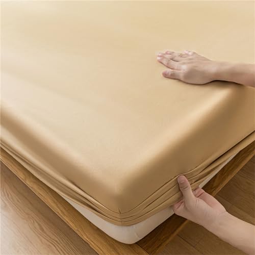 Odot Wasserdicht Spannbettlaken, Solide Farbe Spannbetttücher für Boxspringbetten, Mikrofaser Spannbetttuch bis 25~30cm, Bettlaken für Kinder Einzelbett Doppelbett (90x200cm,Khaki-Farbe) von Odot