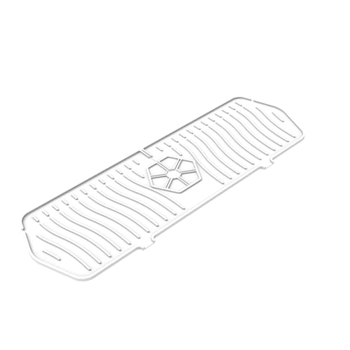 Odot Wasserhahn Spritzschutz Küche Abtropftablett Matte Wasserhahnmatte für Küchenspüle Wasserhahn Matte Schnell Trocknende Wasserhahn Spritzschutz für Bad Spülbecken, 5 Farben (Weiß,45x14cm) von Odot