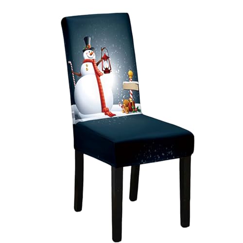 Odot Weihnachten Stuhlhussen mit 2-8 Stühlen Set, Rot Stretch Esstisch Stuhlhussen Hussen Waschbarer Stuhlbezug Sesselbezug für Weihnachtsfeier (2er Set,Schwarz Blau) von Odot