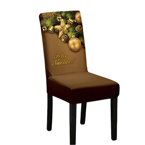 Odot Weihnachten Stuhlhussen mit 2-8 Stühlen Set, Rot Stretch Esstisch Stuhlhussen Hussen Waschbarer Stuhlbezug Sesselbezug für Weihnachtsfeier (8er Set,Cafe Sterne) von Odot