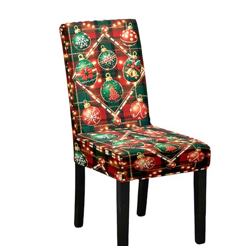 Odot Weihnachten Stuhlhussen mit 2-8 Stühlen Set, Rot Stretch Esstisch Stuhlhussen Hussen Waschbarer Stuhlbezug Sesselbezug für Weihnachtsfeier (Christbaumkugel 1,8er Set) von Odot