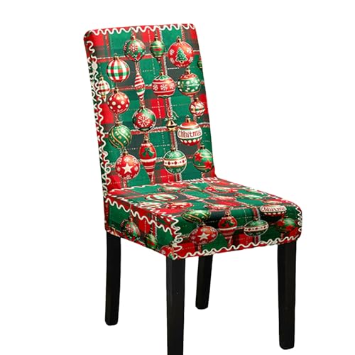 Odot Weihnachten Stuhlhussen mit 2-8 Stühlen Set, Rot Stretch Esstisch Stuhlhussen Hussen Waschbarer Stuhlbezug Sesselbezug für Weihnachtsfeier (Christbaumkugel 3,2er Set) von Odot