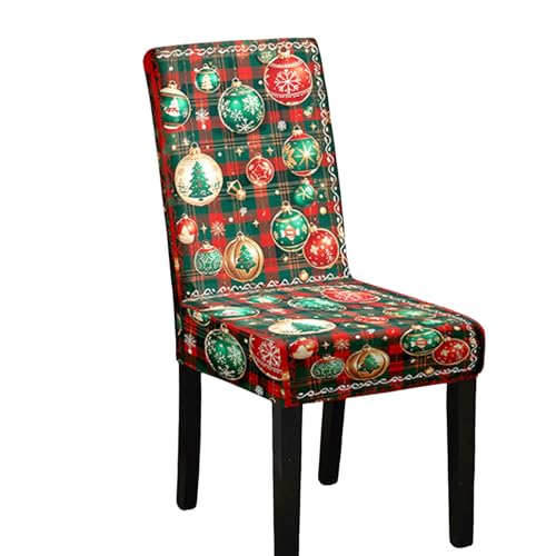 Odot Weihnachten Stuhlhussen mit 2-8 Stühlen Set, Rot Stretch Esstisch Stuhlhussen Hussen Waschbarer Stuhlbezug Sesselbezug für Weihnachtsfeier (Christbaumkugel 4,8er Set) von Odot