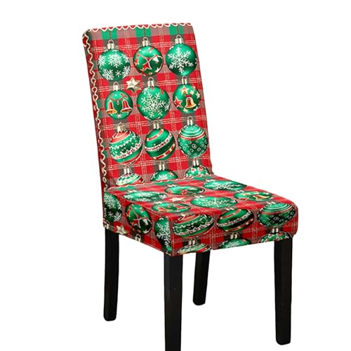 Odot Weihnachten Stuhlhussen mit 2-8 Stühlen Set, Rot Stretch Esstisch Stuhlhussen Hussen Waschbarer Stuhlbezug Sesselbezug für Weihnachtsfeier (Christbaumkugel 6,2er Set) von Odot
