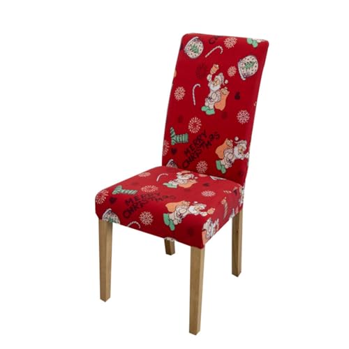 Odot Weihnachten Stuhlhussen mit 2-8 Stühlen Set, Rot Stretch Esstisch Stuhlhussen Hussen Waschbarer Stuhlbezug Sesselbezug für Weihnachtsfeier (Rot A,4er Set) von Odot