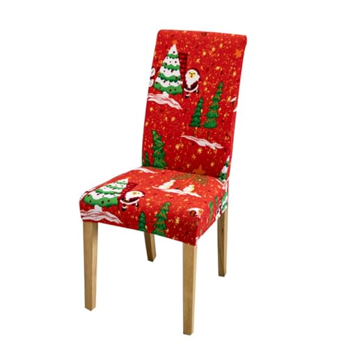 Odot Weihnachten Stuhlhussen mit 2-8 Stühlen Set, Rot Stretch Esstisch Stuhlhussen Hussen Waschbarer Stuhlbezug Sesselbezug für Weihnachtsfeier (Rot B,2er Set) von Odot