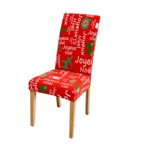 Odot Weihnachten Stuhlhussen mit 2-8 Stühlen Set, Rot Stretch Esstisch Stuhlhussen Hussen Waschbarer Stuhlbezug Sesselbezug für Weihnachtsfeier (Rot E,6er Set) von Odot