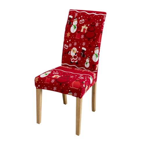 Odot Weihnachten Stuhlhussen mit 2-8 Stühlen Set, Rot Stretch Esstisch Stuhlhussen Hussen Waschbarer Stuhlbezug Sesselbezug für Weihnachtsfeier (Rot F,2er Set) von Odot