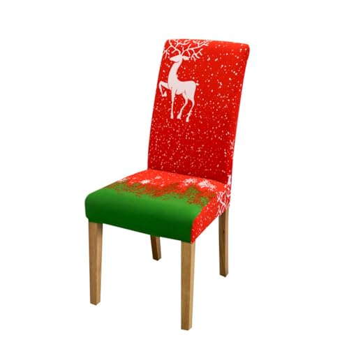 Odot Weihnachten Stuhlhussen mit 2-8 Stühlen Set, Rot Stretch Esstisch Stuhlhussen Hussen Waschbarer Stuhlbezug Sesselbezug für Weihnachtsfeier (Rot Grün,8er Set) von Odot