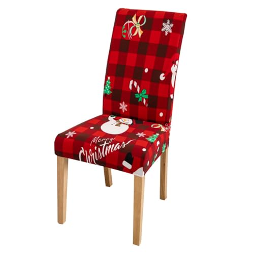 Odot Weihnachten Stuhlhussen mit 2-8 Stühlen Set, Rot Stretch Esstisch Stuhlhussen Hussen Waschbarer Stuhlbezug Sesselbezug für Weihnachtsfeier (Rot Kariert,4er Set) von Odot