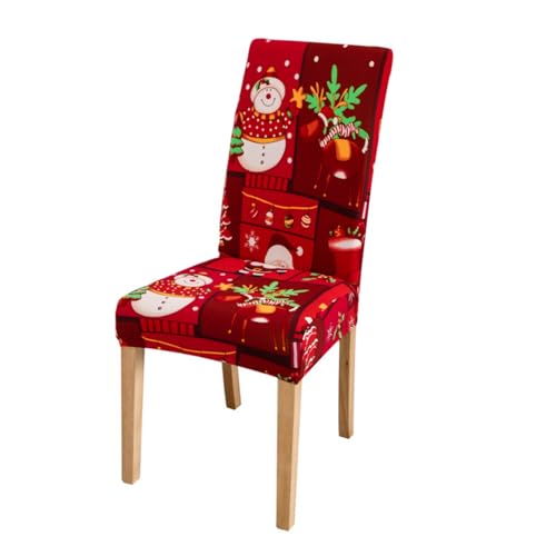 Odot Weihnachten Stuhlhussen mit 2-8 Stühlen Set, Rot Stretch Esstisch Stuhlhussen Hussen Waschbarer Stuhlbezug Sesselbezug für Weihnachtsfeier (Rote Weihnachten 1,4er Set) von Odot
