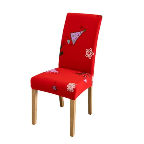 Odot Weihnachten Stuhlhussen mit 2-8 Stühlen Set, Rot Stretch Esstisch Stuhlhussen Hussen Waschbarer Stuhlbezug Sesselbezug für Weihnachtsfeier (Roter Baum,8er Set) von Odot