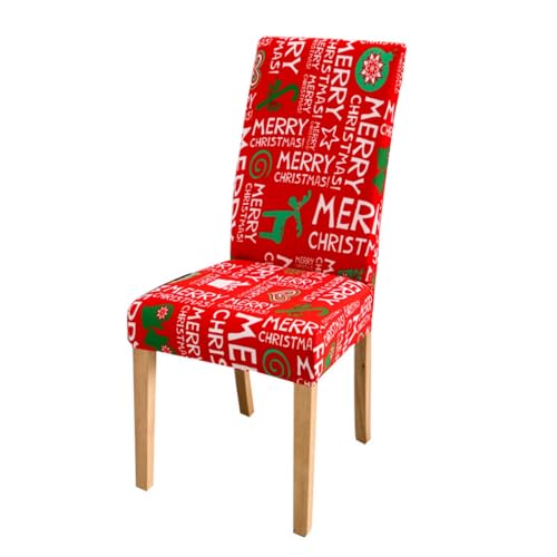 Odot Weihnachten Stuhlhussen mit 2-8 Stühlen Set, Rot Stretch Esstisch Stuhlhussen Hussen Waschbarer Stuhlbezug Sesselbezug für Weihnachtsfeier (Roter Buchstabe 1,6er Set) von Odot