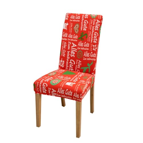 Odot Weihnachten Stuhlhussen mit 2-8 Stühlen Set, Rot Stretch Esstisch Stuhlhussen Hussen Waschbarer Stuhlbezug Sesselbezug für Weihnachtsfeier (Roter Buchstabe 2,8er Set) von Odot
