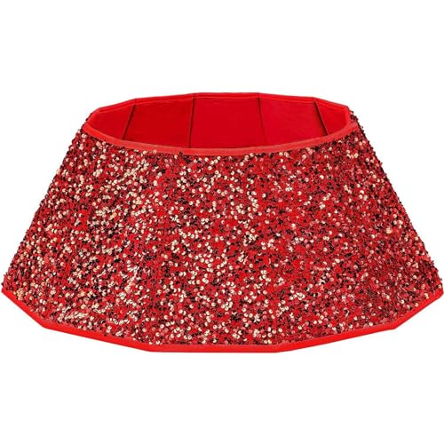 Odot Weihnachtsbaum Kragen 80cm Weihnachtsbaum Rock Korb Deko Weihnachtsbaum Korb-Abdeckung Xmas Tree Ringkorb Cover für Urlaub Party Weihnachtsbaumdekor (80cm,12 Seiten Rot) von Odot