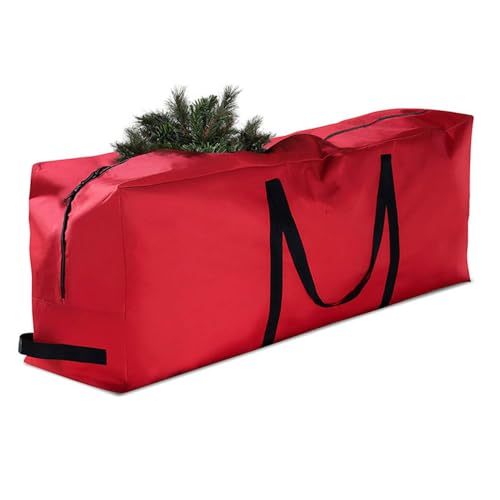 Odot Weihnachtsbaumtasche, Weihnachtsbaum Tasche mit Tragegriffen, wasserdichte Weihnachtsbaum Taschen Aufbewahrung - Transporthülle Weihnachtsbäume für Bäume zu 2,3m (122x38x51cm,Rot) von Odot
