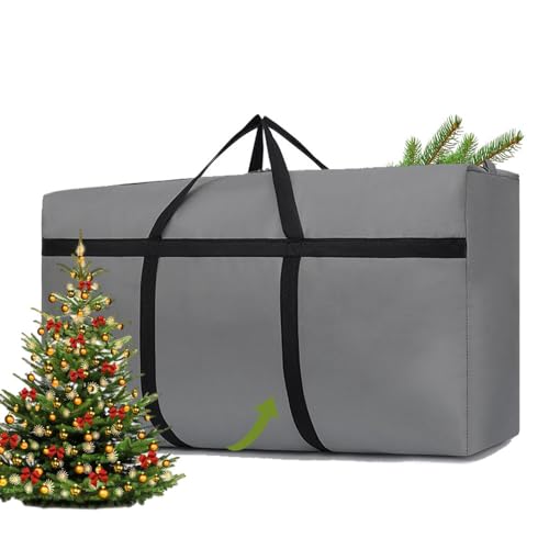 Odot Weihnachtsbaumtasche, Weihnachtsbaum Tasche mit Tragegriffen, wasserdichte Weihnachtsbaum Taschen Aufbewahrung - Transporthülle Weihnachtsbäume für Bäume zu 1,5m (110x60x35cm,Grau) von Odot