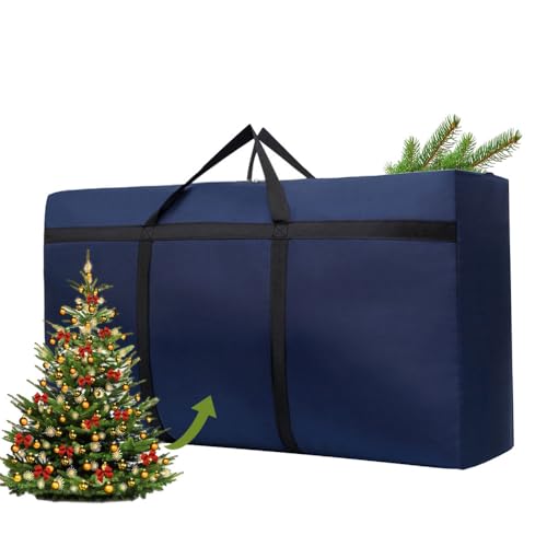 Odot Weihnachtsbaumtasche, Weihnachtsbaum Tasche mit Tragegriffen, wasserdichte Weihnachtsbaum Taschen Aufbewahrung - Transporthülle Weihnachtsbäume für Bäume zu 1,5m (110x60x35cm,Marineblau) von Odot