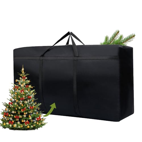 Odot Weihnachtsbaumtasche, Weihnachtsbaum Tasche mit Tragegriffen, wasserdichte Weihnachtsbaum Taschen Aufbewahrung - Transporthülle Weihnachtsbäume für Bäume zu 1,5m (110x60x35cm,Schwarz) von Odot