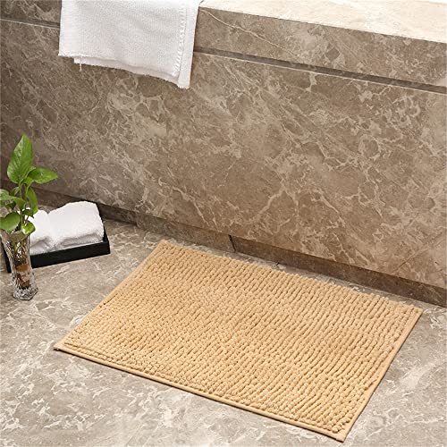 Odot rutschfeste Hochflor Badteppiche Maschinenwaschbare Badematte, Weiche Chenille für Badewanne, Dusche und Badezimmer,Badvorleger (Hellbraun,40x60cm) von Odot