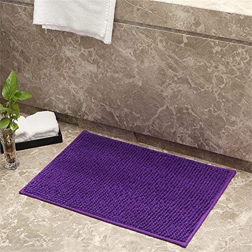 Odot rutschfeste Hochflor Badteppiche Maschinenwaschbare Badematte, Weiche Chenille für Badewanne, Dusche und Badezimmer,Badvorleger (Lila,50x80cm) von Odot