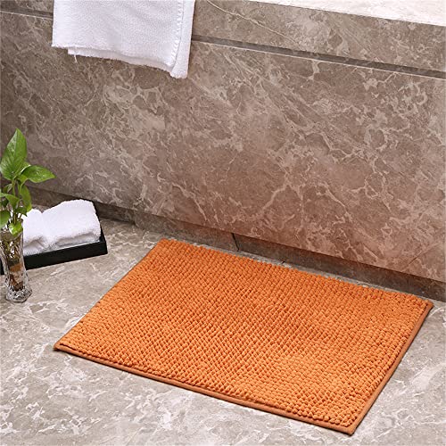 Odot rutschfeste Hochflor Badteppiche Maschinenwaschbare Badematte, Weiche Chenille für Badewanne, Dusche und Badezimmer,Badvorleger (Orange,40x60cm) von Odot