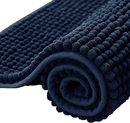 Odot rutschfeste Hochflor Badteppiche Maschinenwaschbare Badematte, Weiche Chenille für Badewanne, Dusche und Badezimmer,Badvorleger mit Wasserabsorbierenden (Navy blau,50x80cm) von Odot