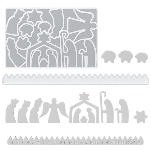 Krippe Set, 25-tägige Weihnachtsab Adventskalender Silikonformen Krippenszene Nicht-Stick-Hitze-resistente DIY-Basteln Krippe Set, 25-tägige Weihnachtsab Adventskalender Silikonformen Krippenszene Nicht-Stick-Hitze-resistente DIY-Basteln von Odoukey