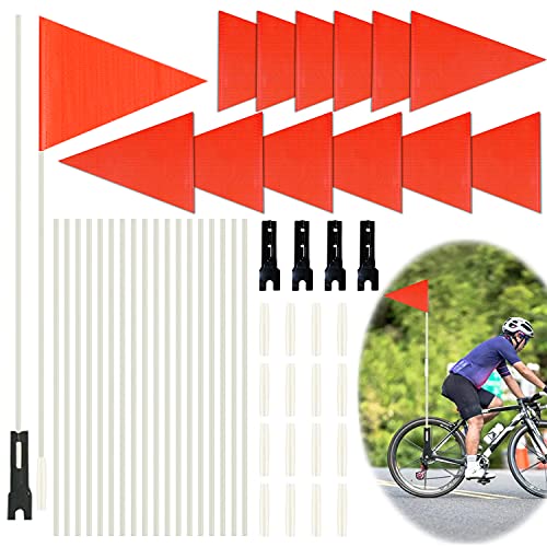 Odowalker Fahrrad-Sicherheitswimpel mit Stange, höhenverstellbare Sicherheitswimpel mit Fiberglas-Stange und Fahrrad-Halterung, 12 Stück von Odowalker