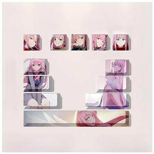 Darling in the Franxx Tastenkappen, PBT-Tastenkappen mit 12 Tasten, Thermosublimation, benutzerdefinierte Tastenkappen für Cherry Gateron MX Swithes mechanische Tastaturen (Zero Two) von Odrys