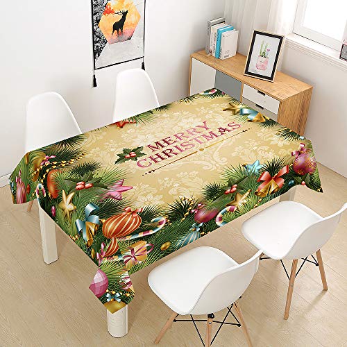 Oduo 3D Weihnachten Tischdecke Wasserdicht Fleckschutz Ölfest Rechteckig Polyester, Pflegeleicht Abwaschbar Outdoor Garten Deko Mehrzweck Farbe & Größe Wählbar (60x60cm,Weihnachtsdekoration) von Oduo