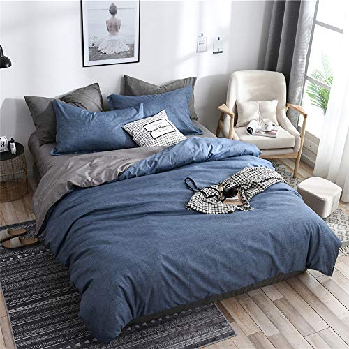 Oduo Bettwäsche Set 3tlg Mikrofaser, Bedding Nordischer Stil Neuheit Interessant Bedrucktes Atmungsaktive Bequem Weich und Haltbar Bettbezug Kissenbezug (Grau Blau,135x200cm) von Oduo