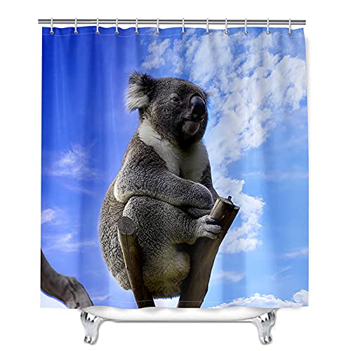 Oduo Duschvorhänge für Badewanne, 3D Koala Drucken Duschvorhang Wasserdicht Antischimmel Bad Vorhang Waschbar Badewanne Vorhang mit 12 Duschvorhangringe (Koala-Tiere,180x180cm) von Oduo