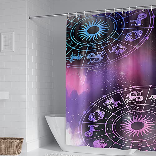 Oduo Duschvorhänge für Badewannen - 3D Konstellation Drucken Duschvorhang Wasserdicht Antischimmel Bad Vorhang Waschbar Badewanne Vorhang mit 12 Duschvorhangringe (Galaxis,90x180cm) von Oduo