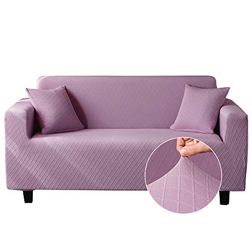 Oduo Eleganter Jacquard Stretch Sofabezug mit Armlehnen Sofaüberwürfe 1 2 3 4 Sitzer , Passend für Ecksofa L Form Sofa / Couchbezug / Sesselbezug / Sofahusse (Lila,1 Sitzer) von Oduo