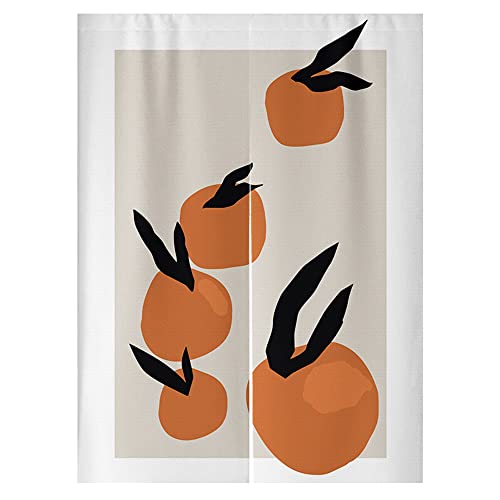 Oduo Japanischer Noren Lang Vorhang Türvorhang, Abstrakte Kunst Druck Gardinen Tür Vorhang Tapisseri Leinen Stoff Kurz Vorhänge Restaurant Küche Türvorhänge Schattierung (Persimmon,85x180cm) von Oduo