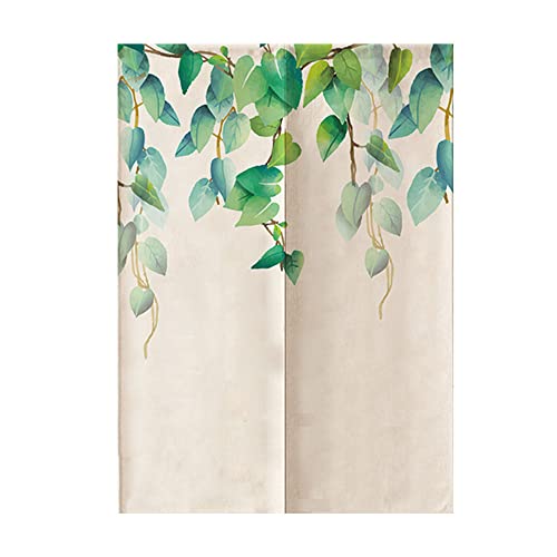 Oduo Japanischer Noren Lang Vorhang Türvorhang, Gardinen Tür Vorhang Tapisseri Baumwolle Leinen kurz Vorhänge Restaurant Küche Türvorhänge, Pflanzendruck (Morning Glory verlässt,65x90cm) von Oduo