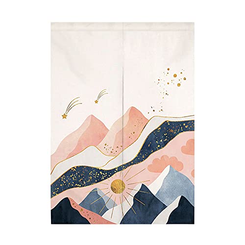 Oduo Japanischer Noren Lang Vorhang Türvorhang, Gardinen Tür Vorhang Tapisseri Baumwolle Leinen kurz Vorhänge Restaurant Küche Türvorhänge Schattierung Hälfte Vorhang,Sonne (85x150cm,Meteor) von Oduo