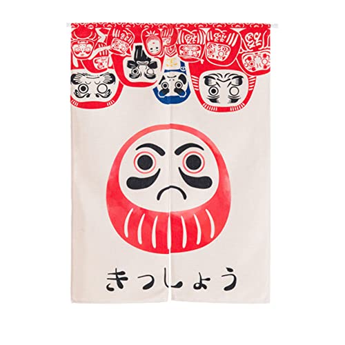 Oduo Japanischer Noren Lang Vorhang Türvorhang, Landschaft Gardinen Tür Vorhang Tapisseri Leinen kurz Vorhänge Restaurant Küche Türvorhänge Schattierung Hälfte Vorhang (Daruma-Becher,85x120cm) von Oduo