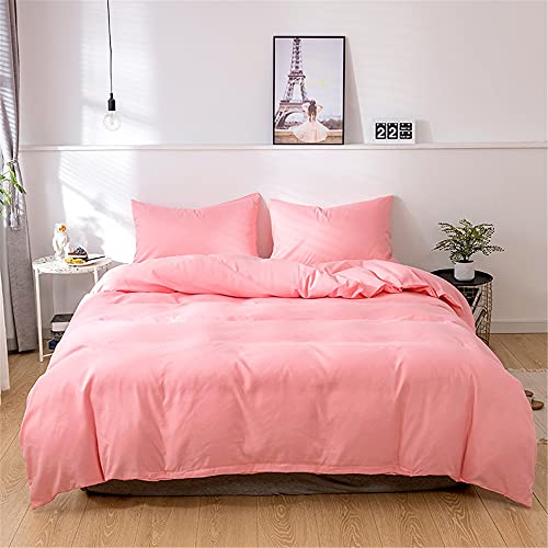 Oduo Modern Minimalistisch Bettwäsche Set 2/3 Teilig Einfarbig Reversibel Mikrofaser Weiche Kuschelige Atmungsaktive Bettbezüge mit Reißverschluss und Kissenbezug (Rosa,135x200cm-2pcs) von Oduo