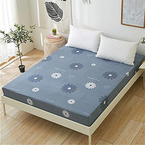 Oduo Spannbetttücher für Boxspringbetten, Drucken Spannbettlaken aus Mikrofaser - Spannbetttuch für Einzelbett Doppelbett - Spannbetttuch Steghöhe bis 25cm (Weiße Gänseblümchen,180x200x25cm) von Oduo