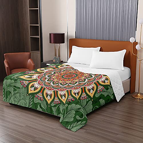 Oduo Tagesdecke Steppdecke Bettüberwurf 3D Mandala Drucken Bettdecke Stepp Decke Sofaüberwurf Doppelbett Unterfüttert und Gesteppt Waschbare Klimaanlage Wohndecke (Jacquard,230x260cm) von Oduo